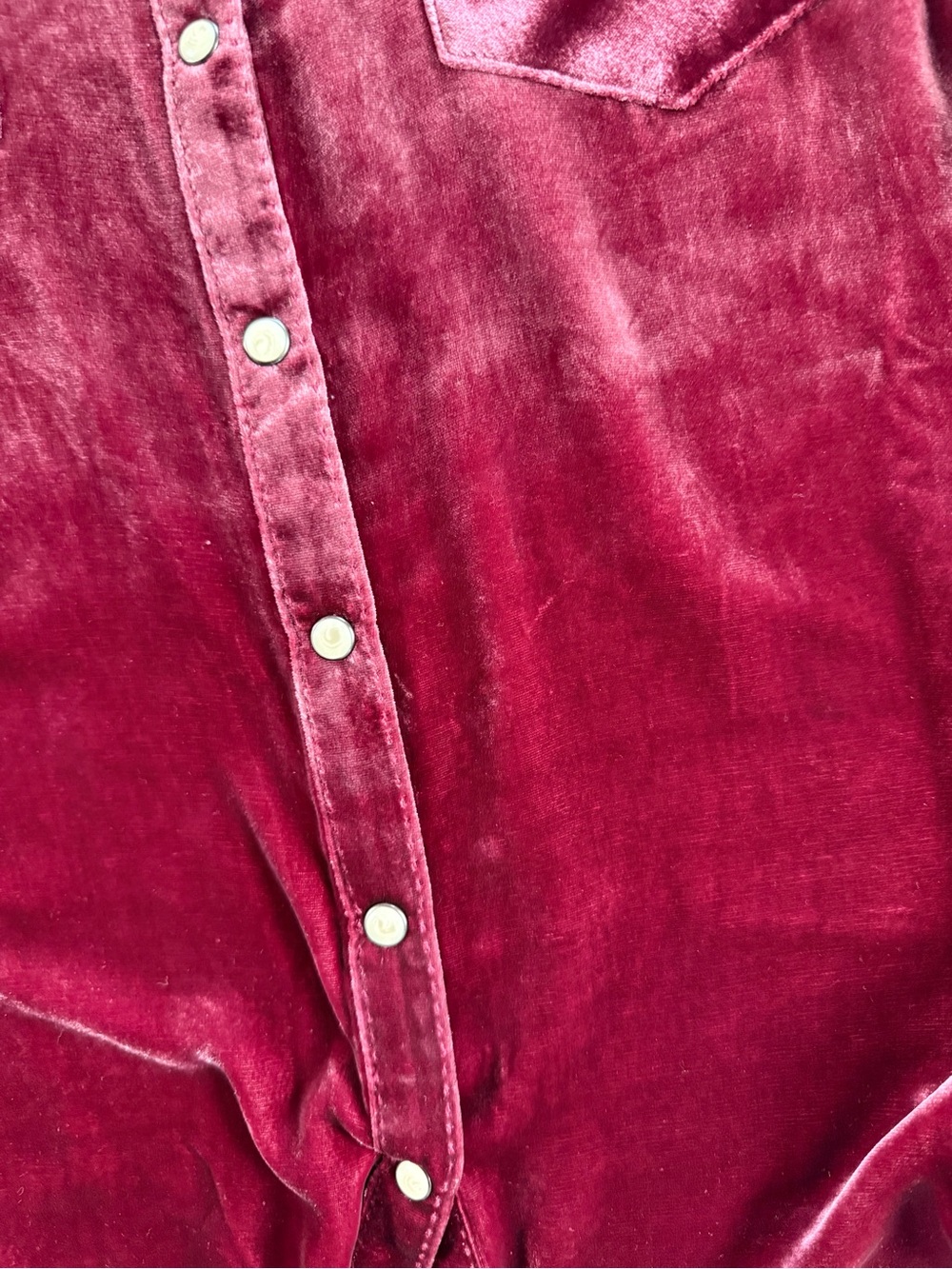 Sundance Velvet Snap Button Western Shirt Blouse Pink Berry - Picture 3 of 3